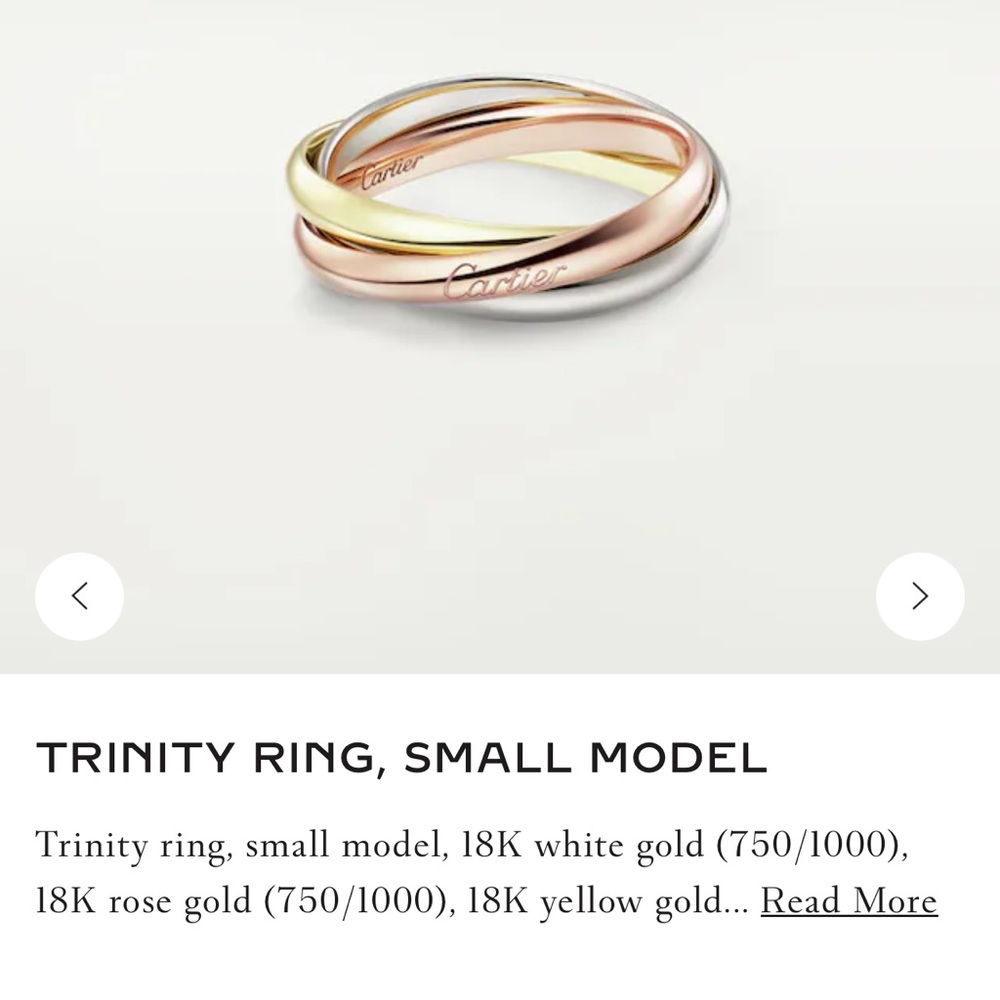 CARTIER TRINITY RING, SMALL MODEL SIZE 48 / 4.5